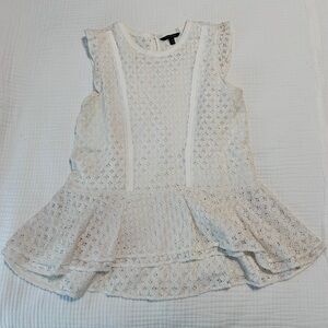 Banana Republic White Lace Sleeveless Peplum Eyelet Top